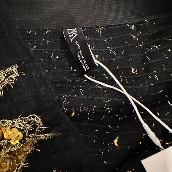 BNWT, Zara Black Knit Colorful Sequin Pencil Skirt, Size M - Picture 8 of 8